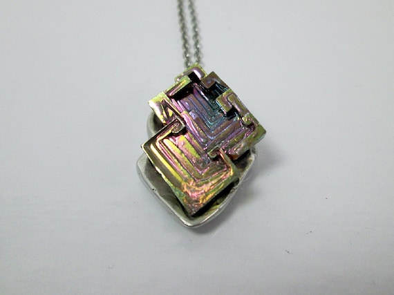 art deco jewelry rainbow jewelry Bismuth necklace boho necklace purple necklace crystal necklace statement necklace stone necklace