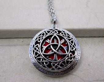 Trinity knot aromatherapy necklace, triquetra necklace, Celtic jewelry, diffuser necklace, interchangeable essential oil perfume locket