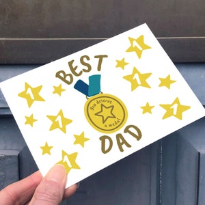 Meilleure carte de la fête des pères, meilleure carte de papa, carte de la médaille du père