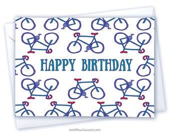 Bike birthday card, Happy Birthday card for cyclist, bicycle birthday card