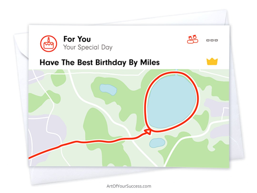 Birthday 'strava Art' Card, Birthday Card for Runner, Triathlete ...