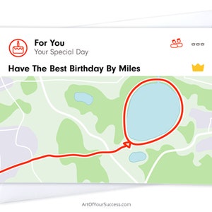 Tarjeta de cumpleaños 'strava art', tarjeta de cumpleaños para corredores, triatletas, ciclistas, arte de entrenamiento, millas de cumpleaños