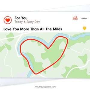 Tarjeta de corazón 'strava art', tarjeta de San Valentín para corredores, triatletas, ciclistas, tarjeta de aniversario, tarjeta de amor