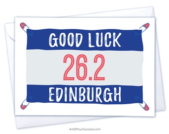 Edinburgh Good Luck Card, 26.2, marathon runner card