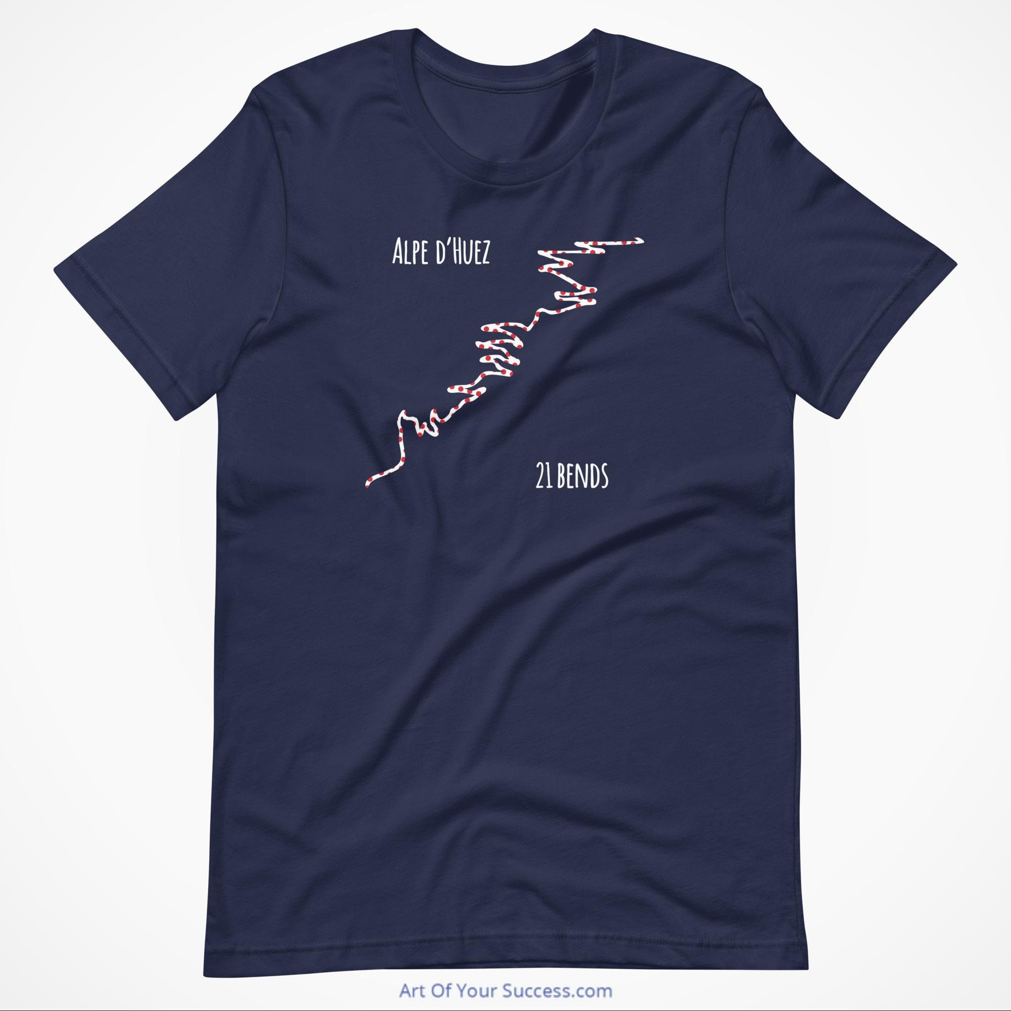 【DISCERNMENT】Another hard letter T-Shirt Alpe D'huez 21 Bends in KOM Colours T Shirt, Unisex Fit for