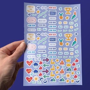 Running sticker sheet, gift for runner, sticker for runners, running sticker - 58 stickers added!