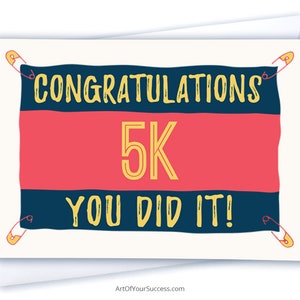 Félicitations 5k carte de course, carte de 5km pour coureur, canapé à 5k, C25k, carte de course