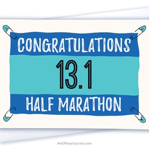 Carte de semi-marathon, 13,1 milles, semi-marathon de félicitations, carte de course à pied