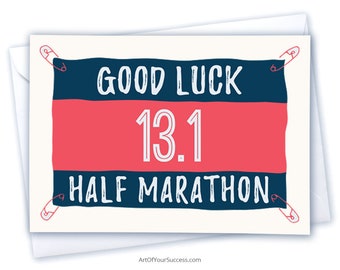 Good Luck Halve Marathon kaart, 13.1 kaart, 13.1, veel geluk 13.1 kaart, hardloopkaart, kaart voor hardloper