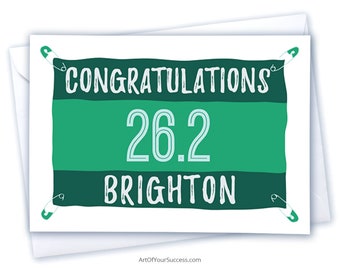 Tarjeta de felicitación de Brighton, 26.2, tarjeta para corredor de maratón