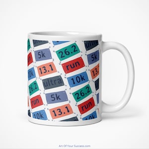 Running Bibs Distances Mug, Running Mug, Runner Mug, Gift for runner