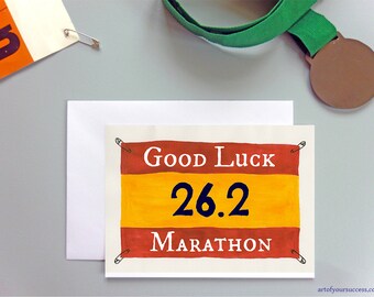 Marathon Good Luck Card, Good Luck Marathon card, card for 26point2 miles, good luck 26.2 card