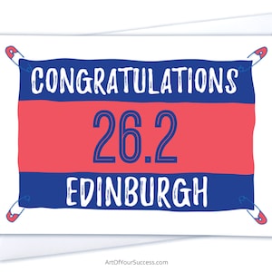 Edinburgh Glückwunschkarte, 26,2-Marathonläufer-Karte
