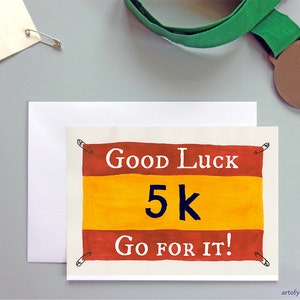 Bonne chance 5k carte de course, carte de 5km pour coureur, canapé à 5k, C25k, carte de course