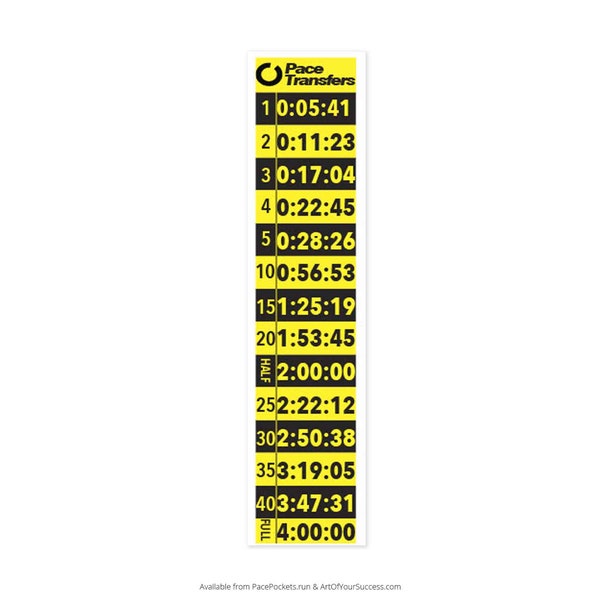 Tatuaje temporal de ritmo - Kilómetros de maratón - Transferencia de ritmo para el objetivo de maratón