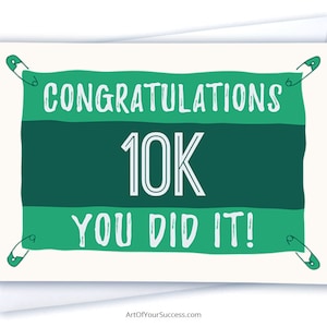 Gefeliciteerd 10k, 10k race, hardloopkaart, kaart voor loper, loperkaart