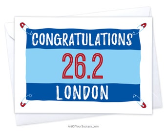 London Congratulations Card, or London Good Luck Card, Marathon Card