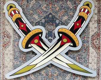 Tatuaje tradicional estilo dagas pintado a mano para colgar en la pared arte