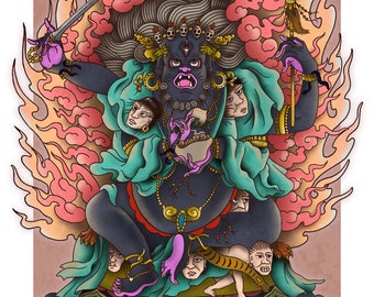 Mahakala Deidad Tatuaje Estilo Impresión Digital A3