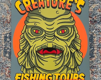 Criatura de la laguna negra Gillman pintado a mano tour de pesca pared colgando