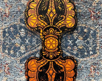 Vajra pintado a mano con colgante de pared de geometría sagrada neta de Indra