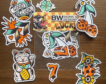 Paquete de pegatinas de buena suerte para tatuajes tradicionales