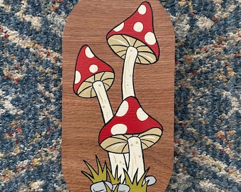 Hongo para colgar en la pared, estilo tatuaje tradicional, pintado a mano