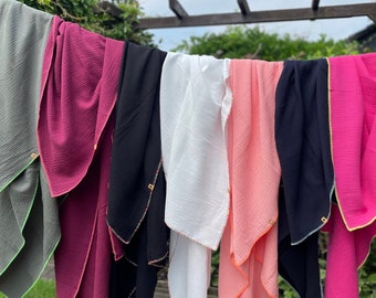 XXL Bio Musselin Decke Strandtuch Schwarz Weiß Oliv Pink Weinrot Apricot Marine verschiedene Größen