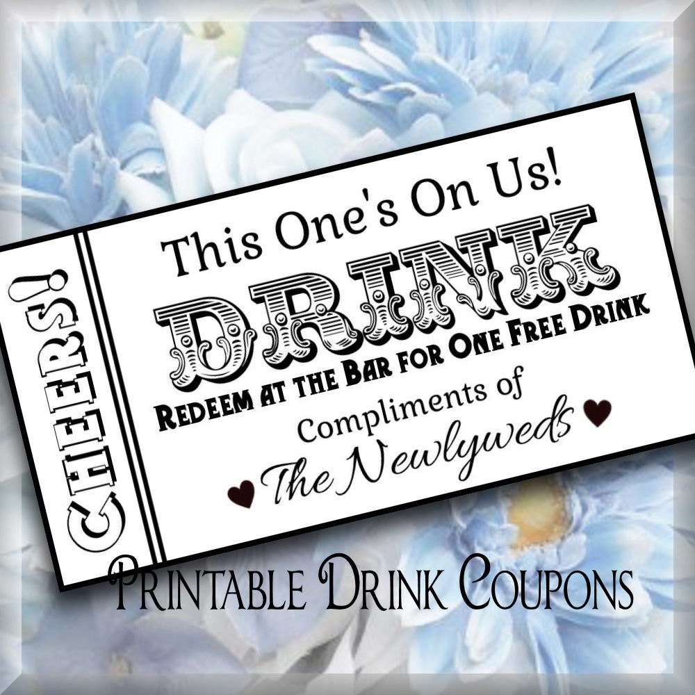 drink tickets diy wedding printable instant download digital etsy