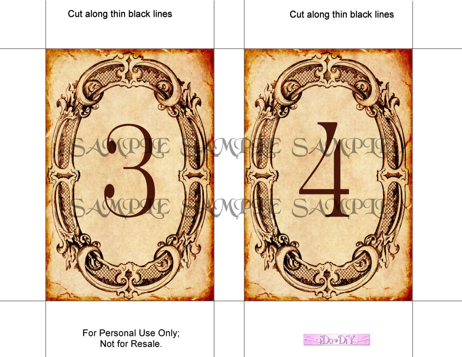 table numbers printable rustic vintage frame tables 1 10 etsy