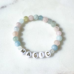 Magic beaded bracelet - rainbow morganite and moonstone genuine crystal bracelet - Disney inspired bracelet