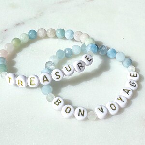 Disney Treasure bracelet set - Disney cruise gift - Bon Voyage crystal beaded bracelet - aquamarine and moonstone - morganite and moonstone
