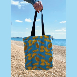 Pasta Print Tote Bag, 100% Cotton tote Bag. Printed Tote Bag