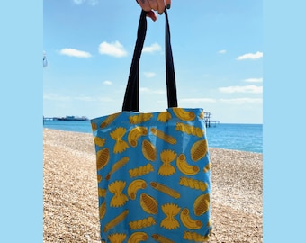 Pasta Print Tote Bag, 100% Cotton tote Bag. Printed Tote Bag