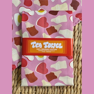 Pick and Mix Tea Towel. British Sweets. 100% Organic Cotton Tea Towel