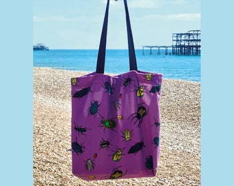 Beetle Tote Bag, 100% Cotton tote Bag. Printed Tote Bag