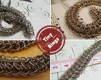 Gestrickt Armband d ' Ringe unisex, Silber Armband, Armband Armband halbe persische Drachenschuppen Chainmaille, junger Drache