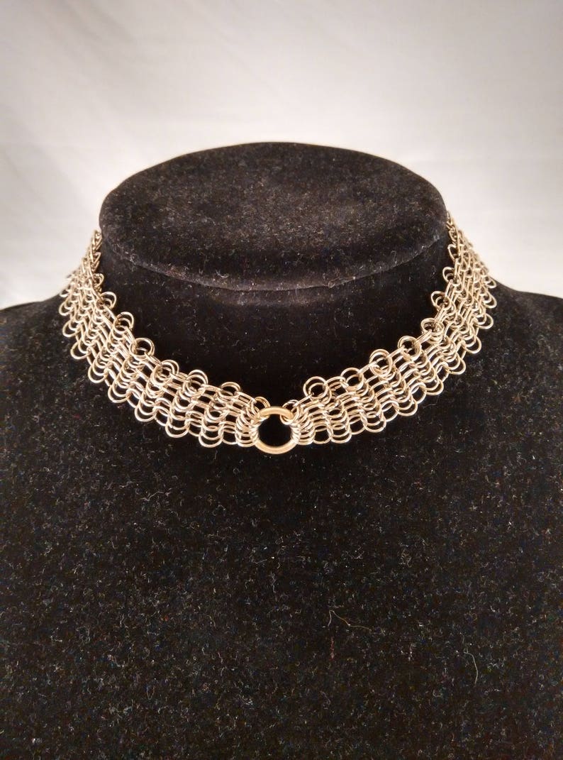 Chainmaille choker, Tiny ring, European Chainmail jewelry, Fantasy choker, Gothic choker, BOHO OOAK, Silver Chainmaille, silver necklace image 2