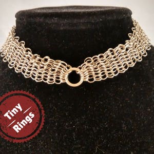 Chainmaille choker, Tiny ring, European Chainmail jewelry, Fantasy choker, Gothic choker, BOHO OOAK, Silver Chainmaille, silver necklace image 1