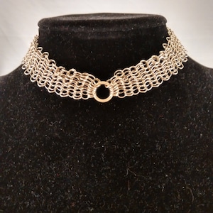 Chainmaille choker, Tiny ring, European Chainmail jewelry, Fantasy choker, Gothic choker, BOHO OOAK, Silver Chainmaille, silver necklace image 4