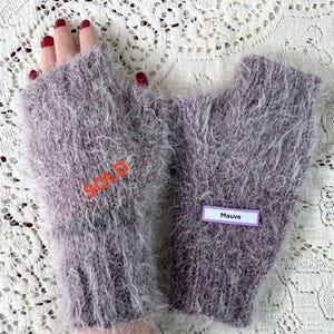 Faux Angora Hand-Knit Soft Fingerless Gloves, One-of-a-Kind image 8