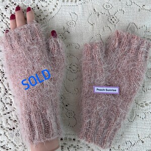 Faux Angora Hand-Knit Soft Fingerless Gloves, One-of-a-Kind image 10