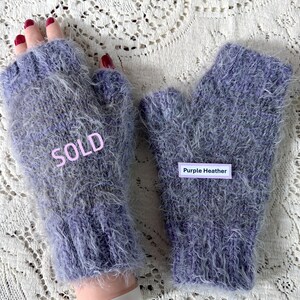 Faux Angora Hand-Knit Soft Fingerless Gloves, One-of-a-Kind image 11