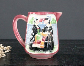 Saint Clement Krug mit Bretonen, Majolika Krug, Vintage Majolika Krug, französischer Keramik Wasserkrug