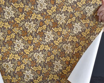 Venilia Vintage Wallpaper Roll, 1970s Brown Floral Wallpaper, French Embossed Floral Brown Vintage Wall Covering, Moody Cottage Decor