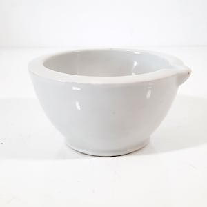 French Antique White Ironstone Mortar Bowl Footed Apothecary Compote Bowl Farmhouse Decor, Pharmacist Mortar