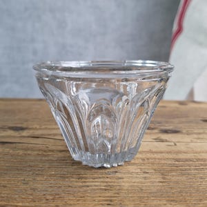 Antique French Glass Jam Jar Candle Holder, Small Fluted Confiture Jar, Early 1900s Conical Glass Pot, Vintage Kitchen Decor