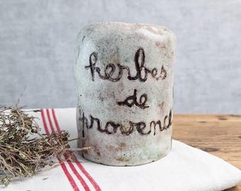 Pot d'herbes en poterie française vintage, pot d'herbes de Provence, boîte en céramique rustique, décoration de cuisine provinciale, cadeau de chalet de campagne