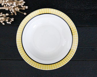 Assiette jaune et noire en céramique brom Badonviller, Français vintage Limoges Chine assiette moderne du milieu du siècle jaune, assiette bol antique