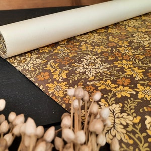1 bis 3 VENILIA Full Roll Wallpaper braun mit Blumenmuster, Made in France. Retro Tapete, für EINE